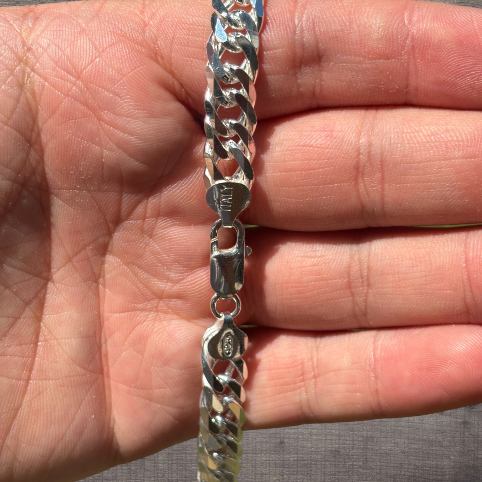 10mm Double Curb Link Chain Necklace – Solid 925 Sterling Silver MADE IN ITALY