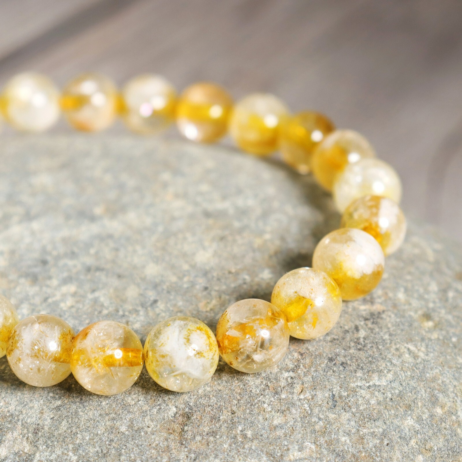 Natural Genuine Citrine 8mm Beads Healing Women Chakra Reiki Crystal Bracelet
