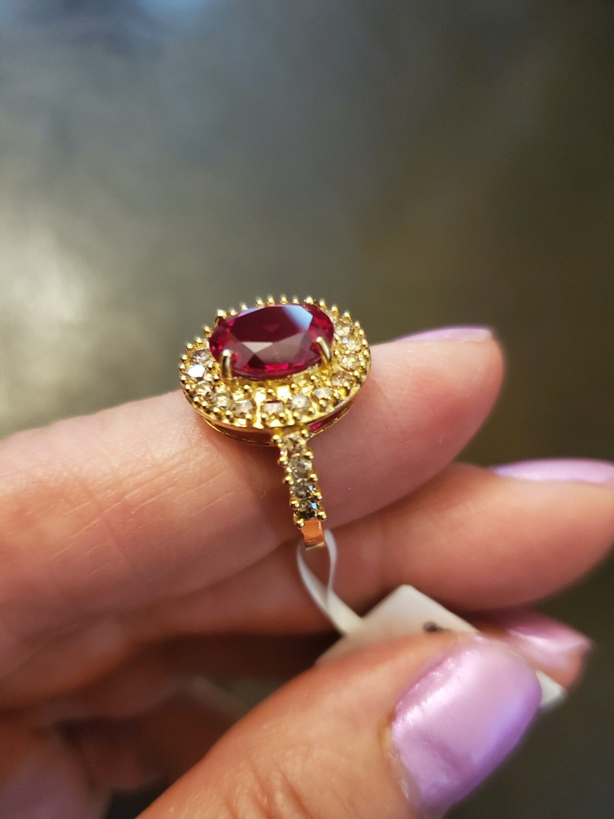 2.80 CT LAB CREATED RUBY & 4/5 CT DIAMOND 14KT SOLID YELLOW GOLD SIZE 7