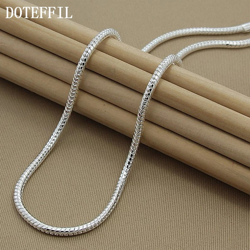 925 Sterling Silver 3mm Snake Chain Necklace 16-30 Inch Women Men Jewelry