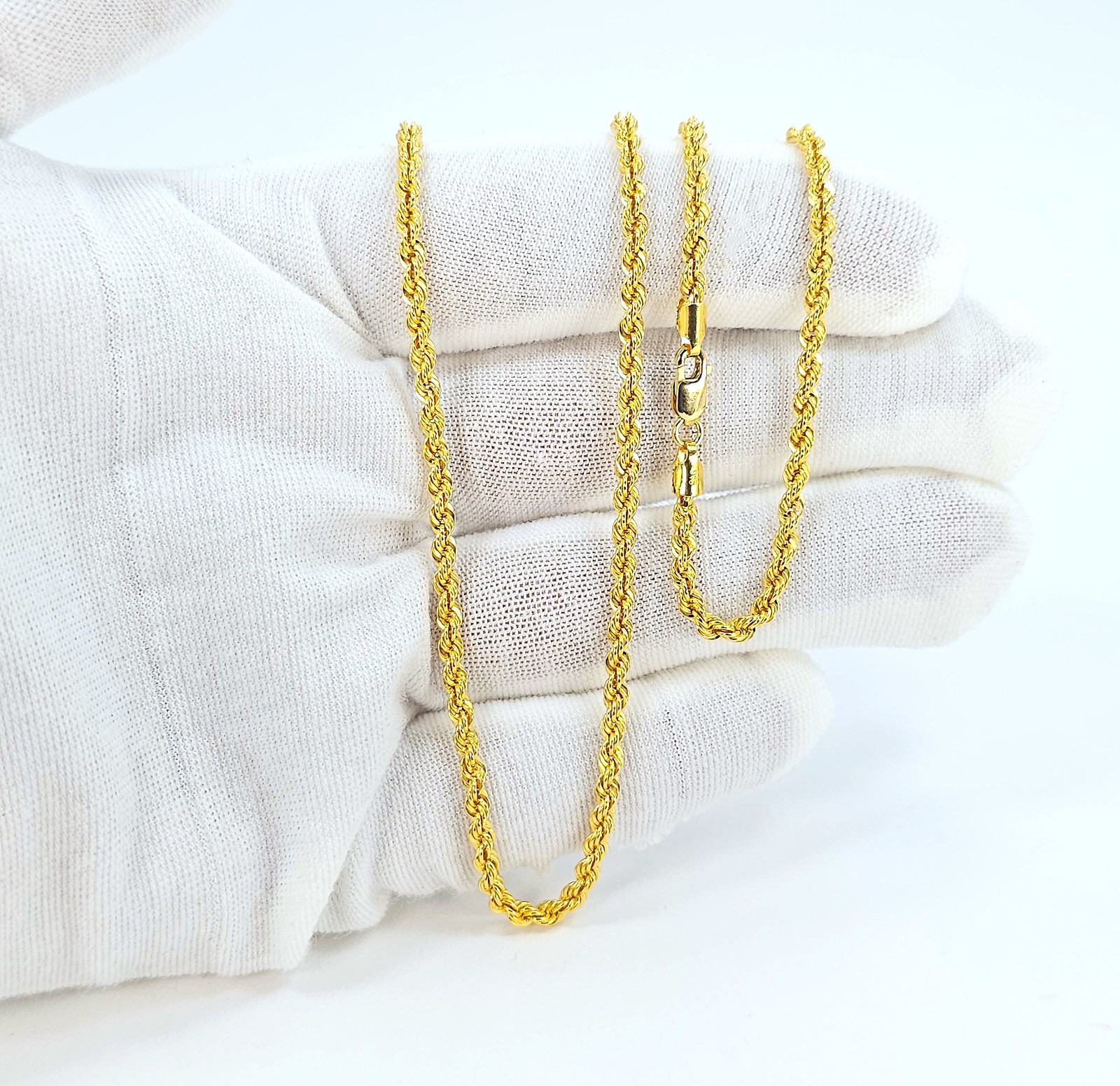 22K Gold Rope Chain Necklace 20 in 2.7 mm Hollow Genuine Hallmarked 916