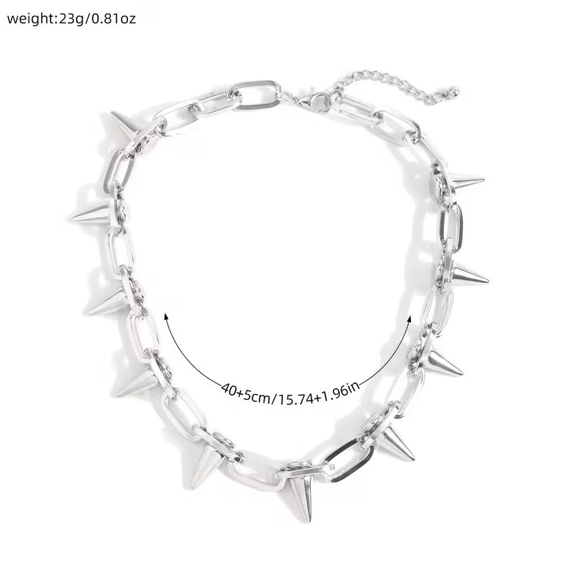 Spiked Chain Collar Necklace Gothic Punk Spike Chain Jewelry Choker