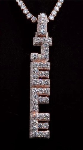 3Ct Round Cut Real Moissanite Custom Letter Pendant 14K Rose Gold Plated Silver