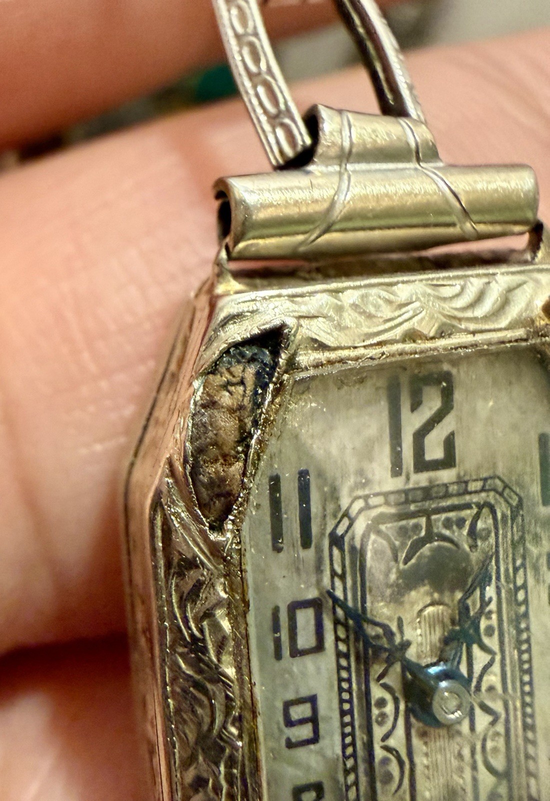 1920’s LADY IOCO 14K WHITE GOLD & SAPPHIRE WATCH W/ ORIGINAL 1/20 GF BAND -RARE!