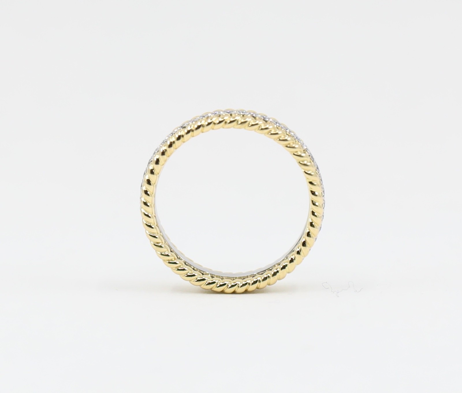 Tiffany & Co. Schlumberger Rope Two-Row Diamond Ring Gold & PT Sz 5 and 6.5
