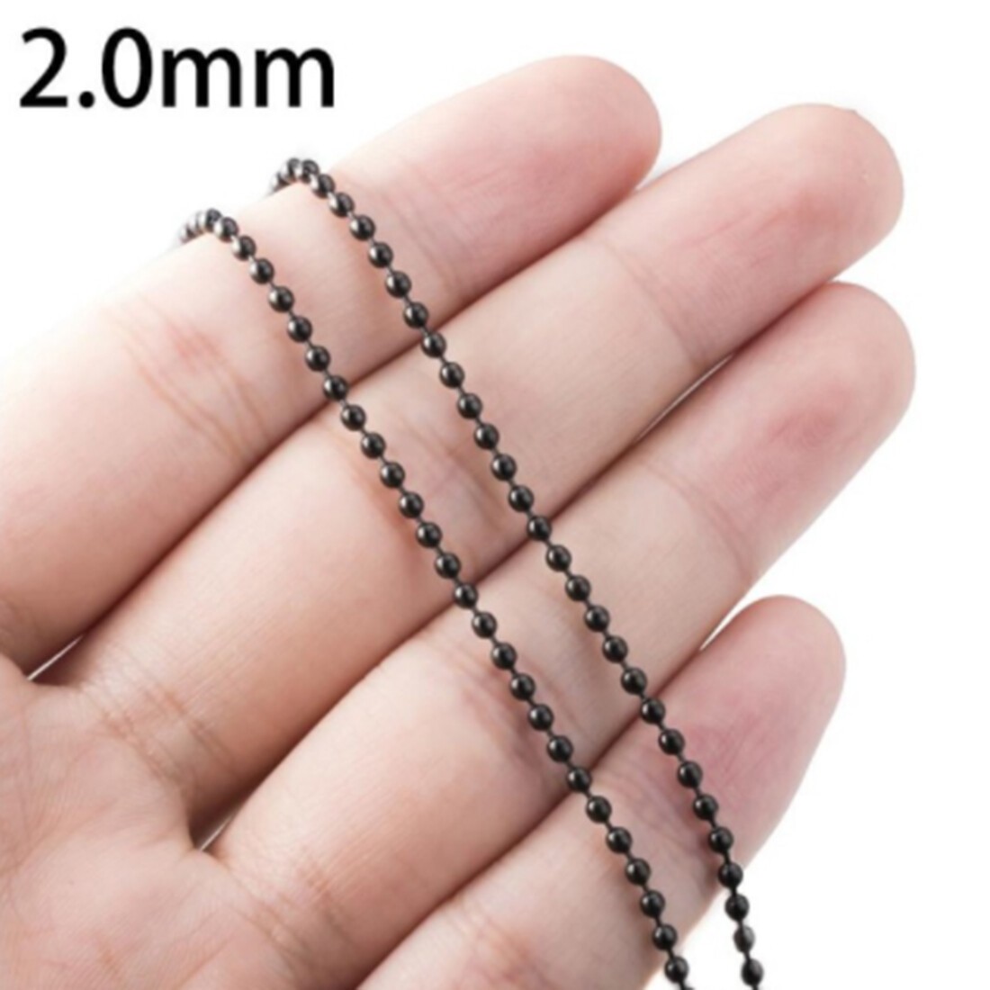 1.5-12mm Men Stainless Steel Round Ball Bead Chain Black Necklace Bracelet Link