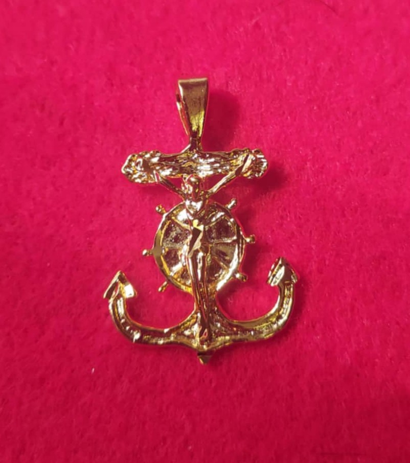 14KT GOLD PLATED MARINER ANCHOR CRUCIFIX CROSS CHARM PENDANT – 2284