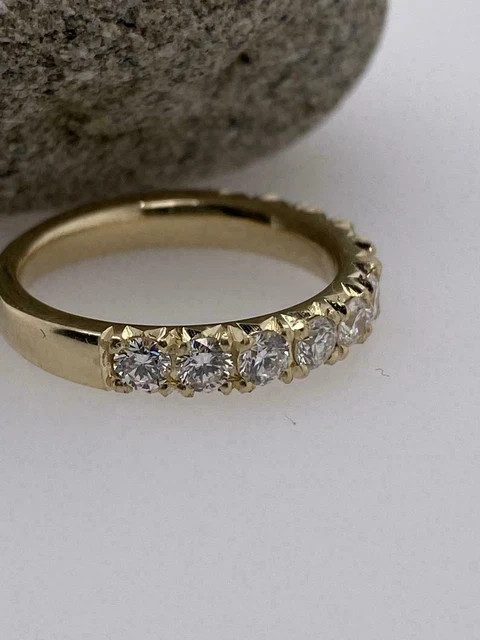 2Ct Moissanite Round Cut Anniversary Wedding Band Ring 14k Yellow Gold Plated