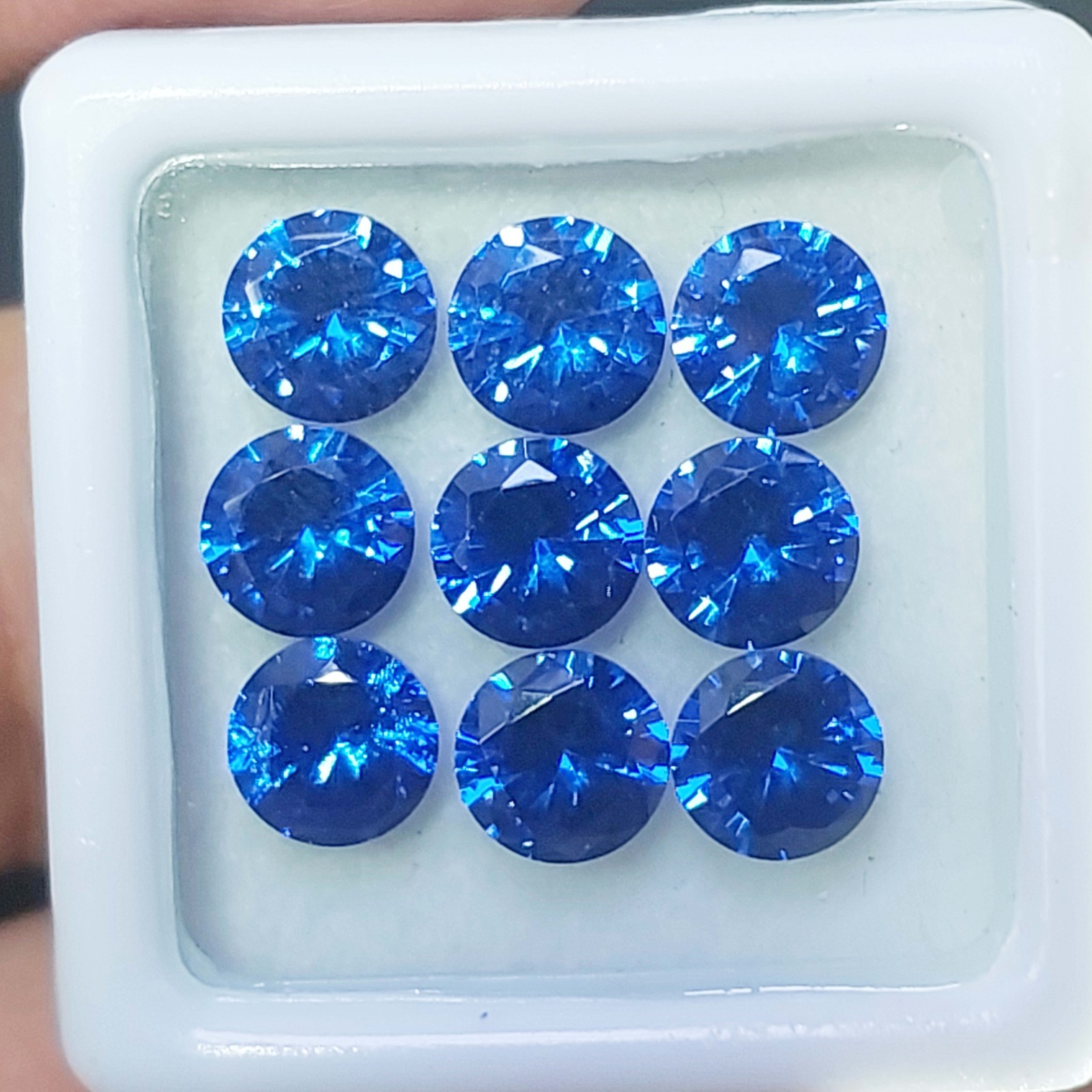 Natural Blue Sapphire 6mm Round Shape Certified Gemstone Lot – 9 Piece Parcel