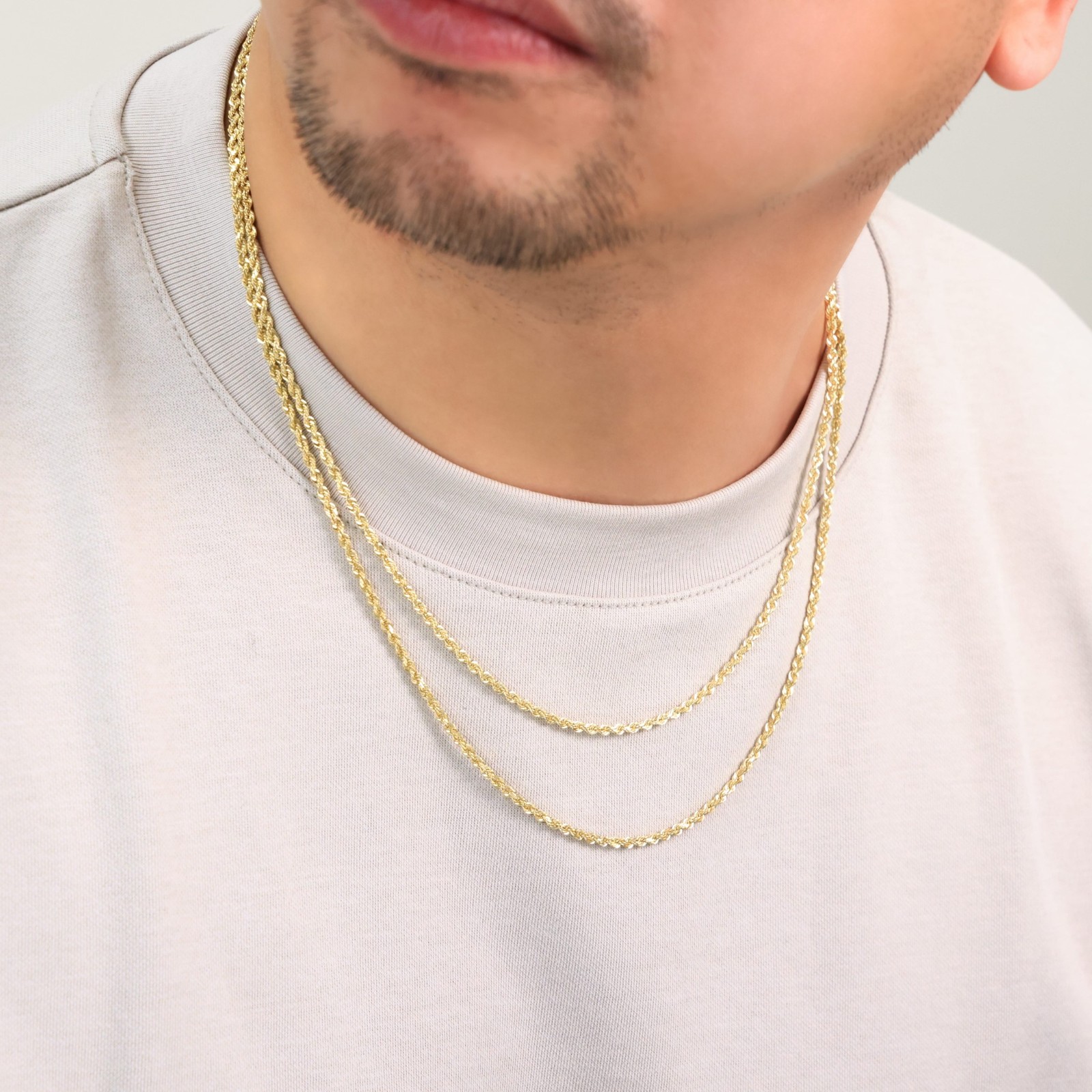 14K Yellow Gold 2mm Italian Diamond Cut Rope Chain Necklace Mens Women 16″- 30″