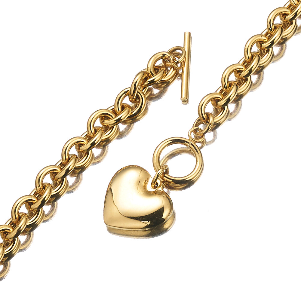 7″-40″ Silver/Gold Women Heart Choker Necklace 316L stainless steel Rolo Chain