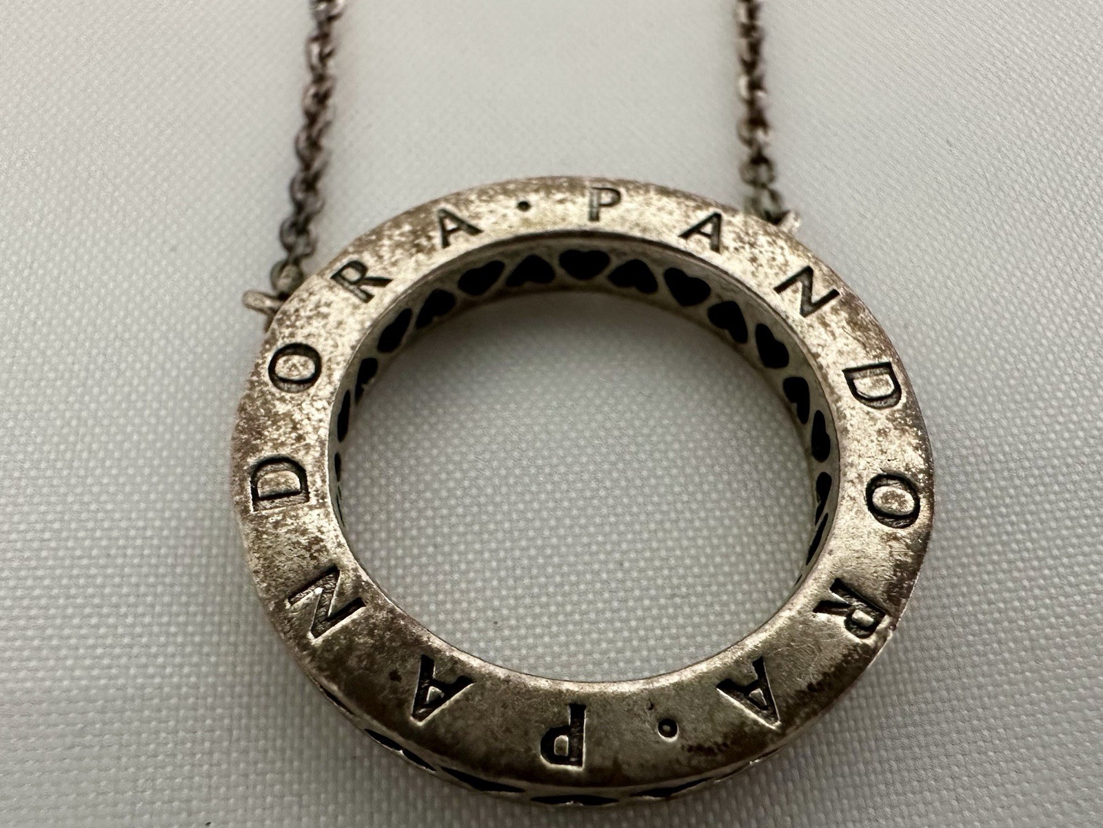 Pandora S925 ALE Sterling Silver Signature Circle CZ Necklace 17.5”