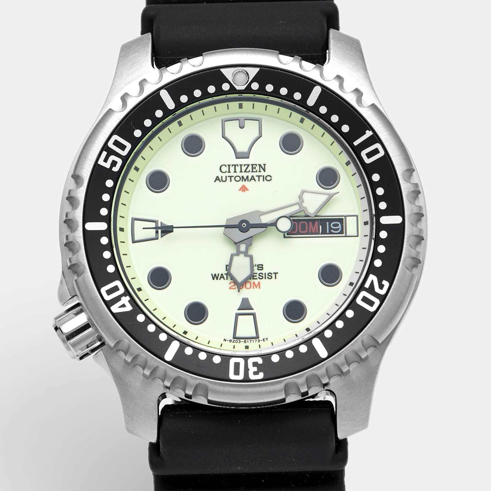 Citizen Promaster NY004009W Luminous Green Dial Stainless Steel Rubber Mens