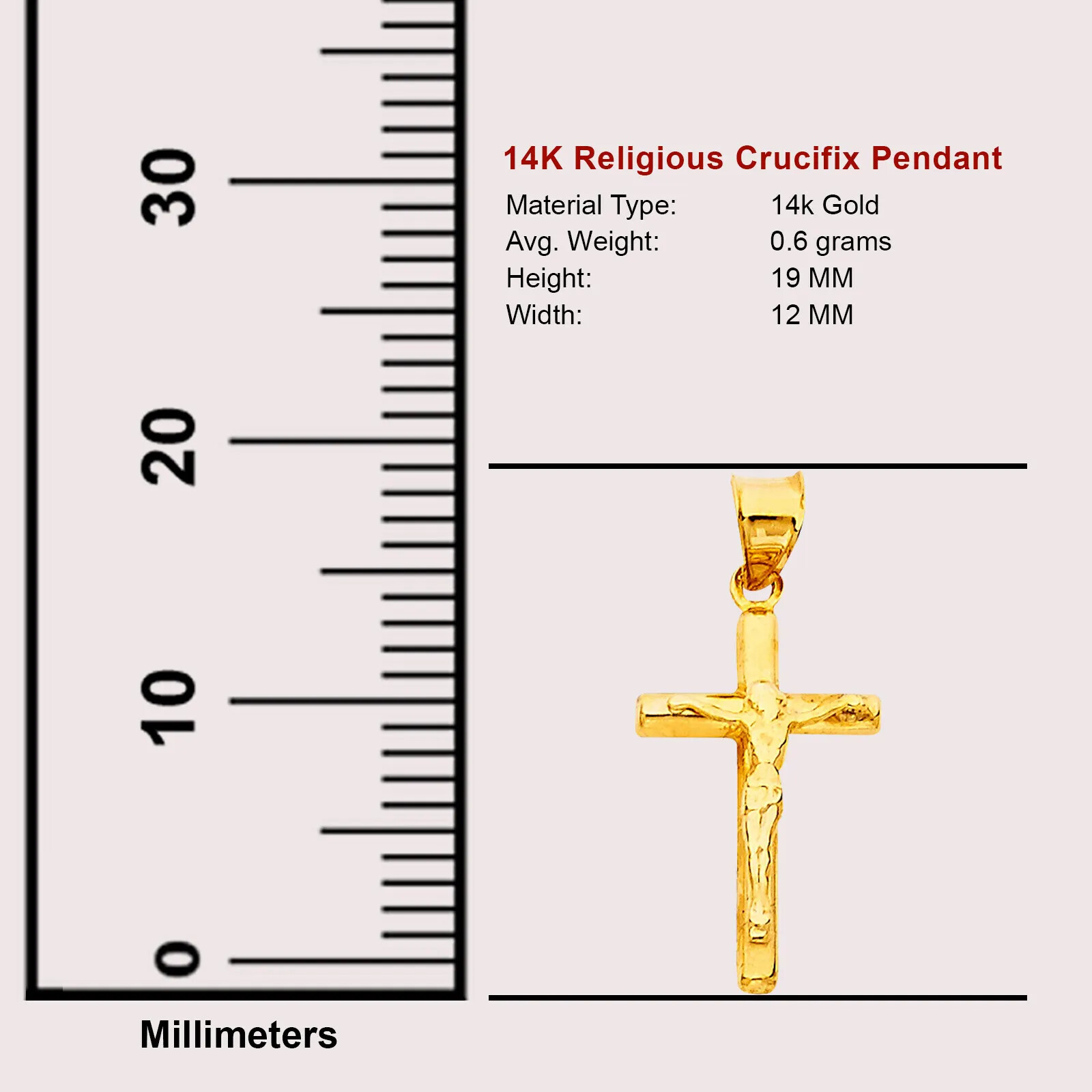 Real 14k Yellow Gold Jesus Crucifix Cross Pendant Charm All Size
