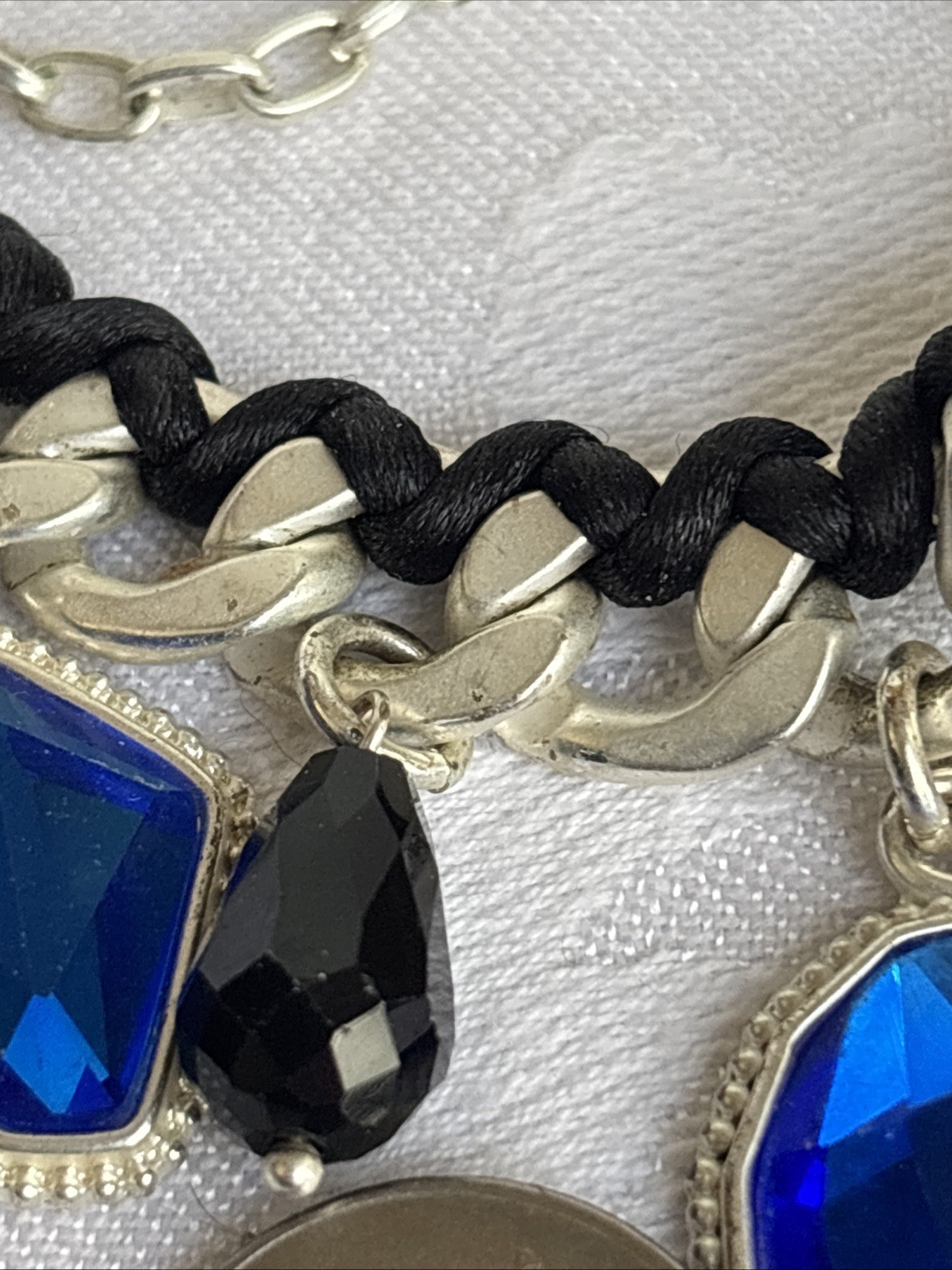 Park Lane Fascinated Necklace Satin Brushed Silver Tone Blue Black & Bns Earring