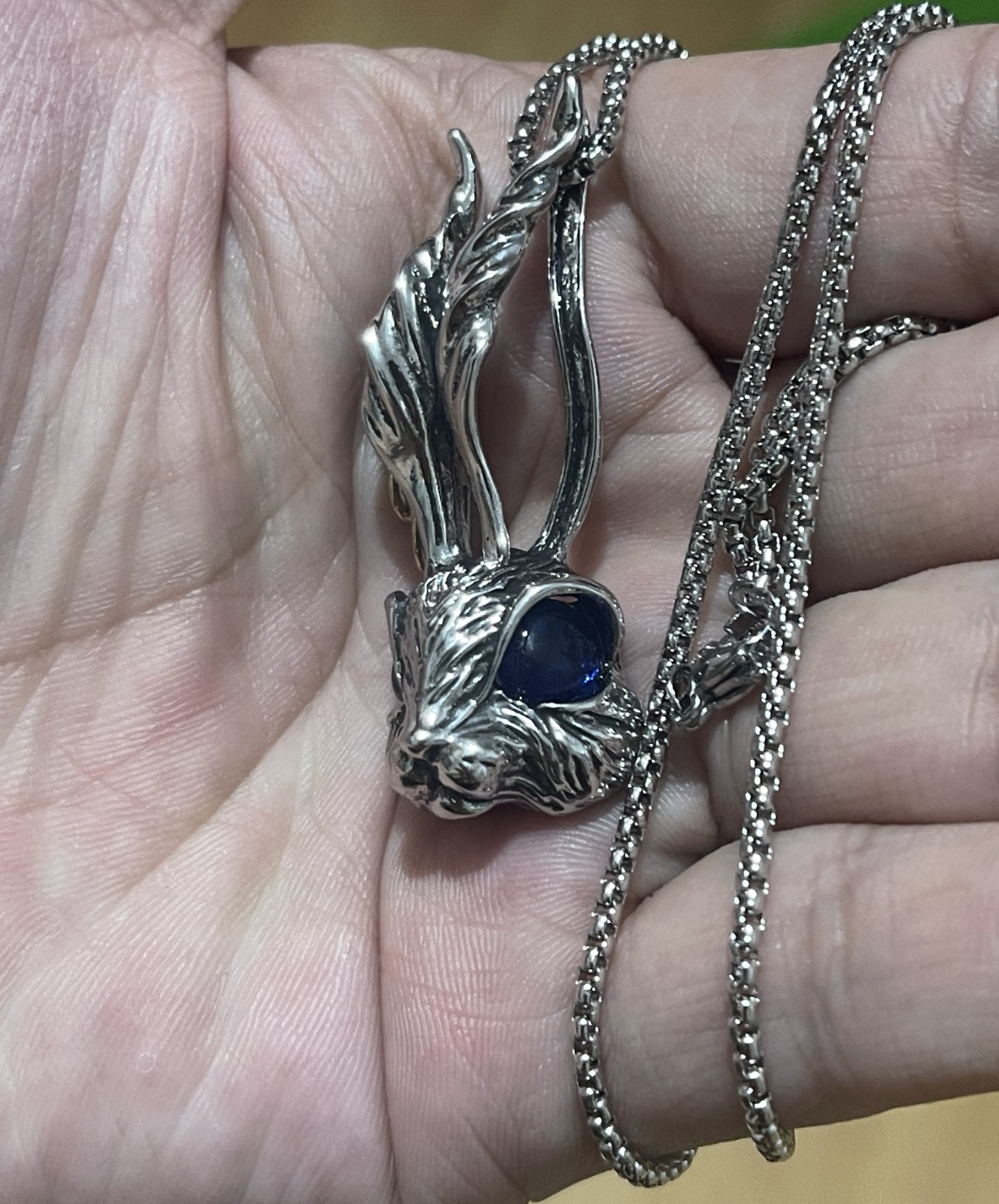 Gothic Punk Rock Wicca Witch Vintage Rabbit Necklace – Blue Eyes Gift