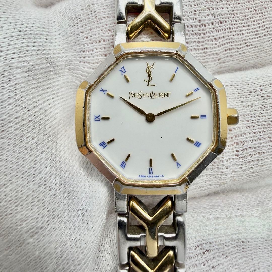 Yves Saint Laurent Roman Watch Combination Octagon Gold