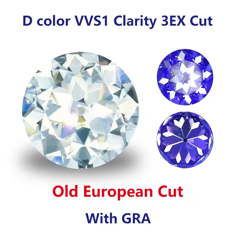 Wholesale Old European Cut Round 0.5-5ct D Color Moissanite Loose GRA VVS1