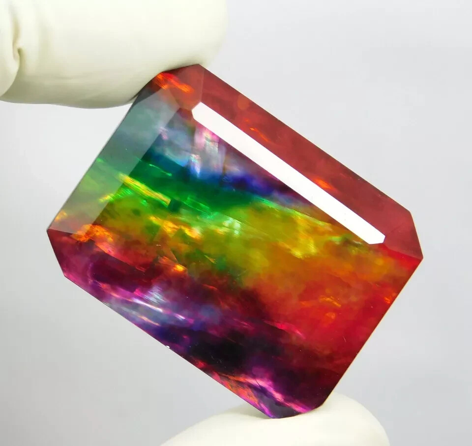 Natural Ammolite Doublet Organic Opal-Like 50.75 Ct EGL Certified Loose Gemstone