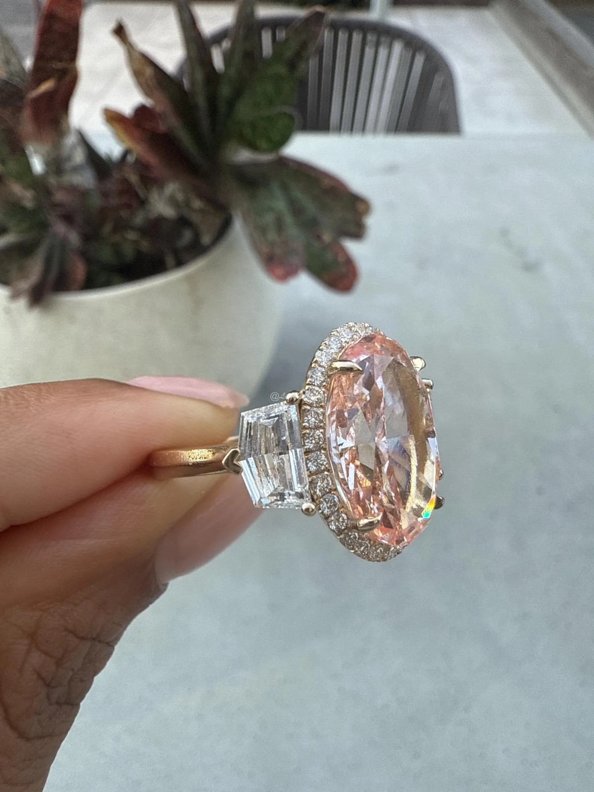 10Ct Pink Oval IGI Certified Lab Grown Diamond Engagement Ring 14k White Gold