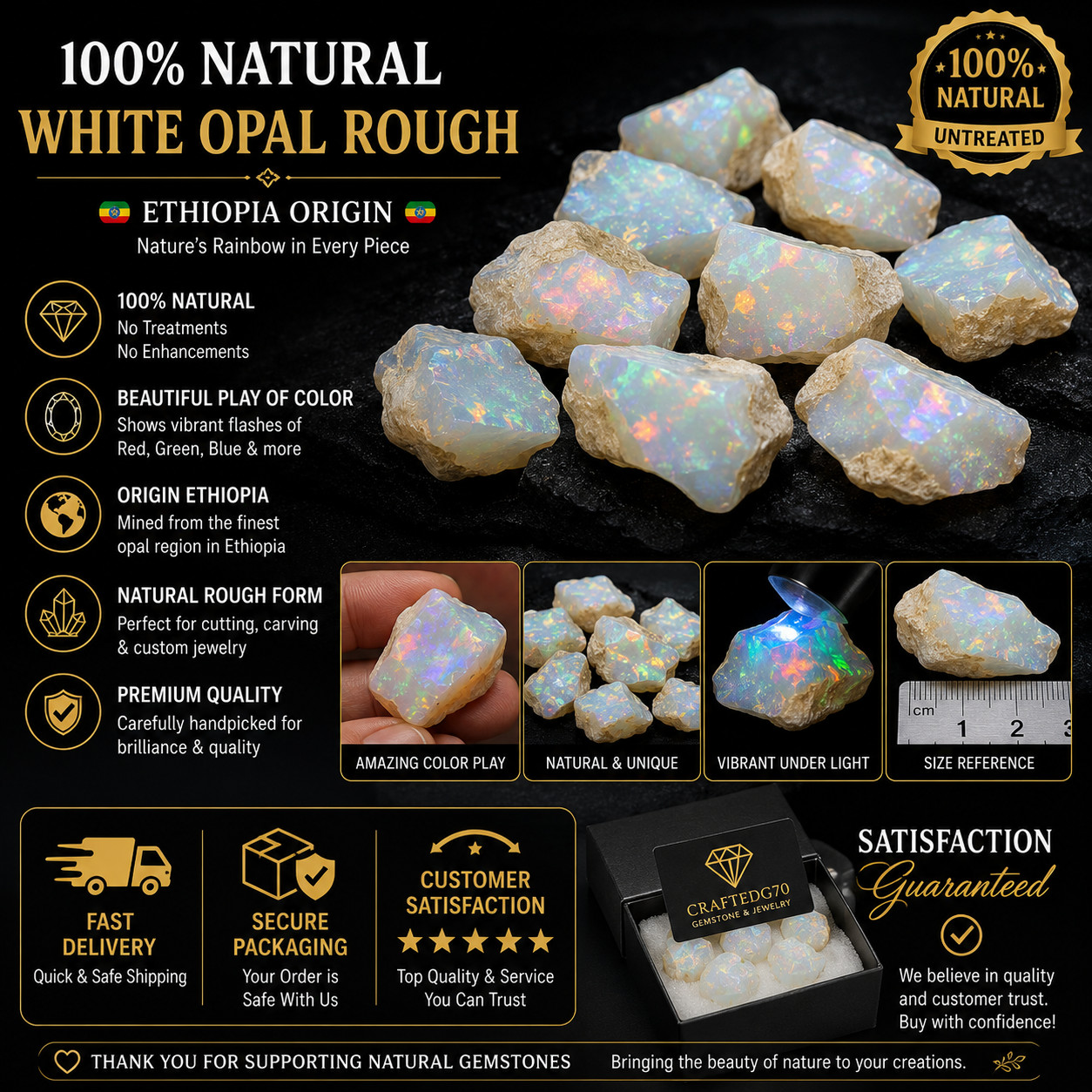 13 CTS Natural Ethiopian Opal Rough, Crystal Raw Welo Fire Opal Rough Gemstone