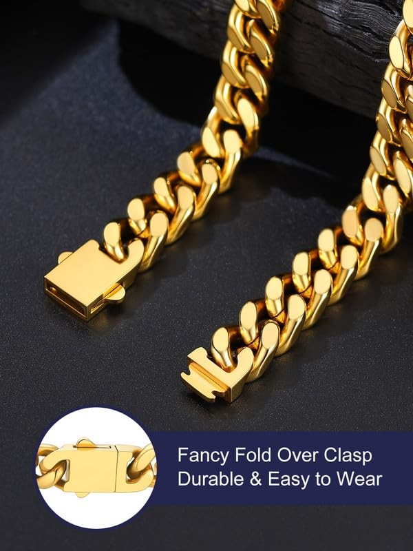 Men’s Premium Solid Stainless Steel Miami Cuban Link Chain Necklace