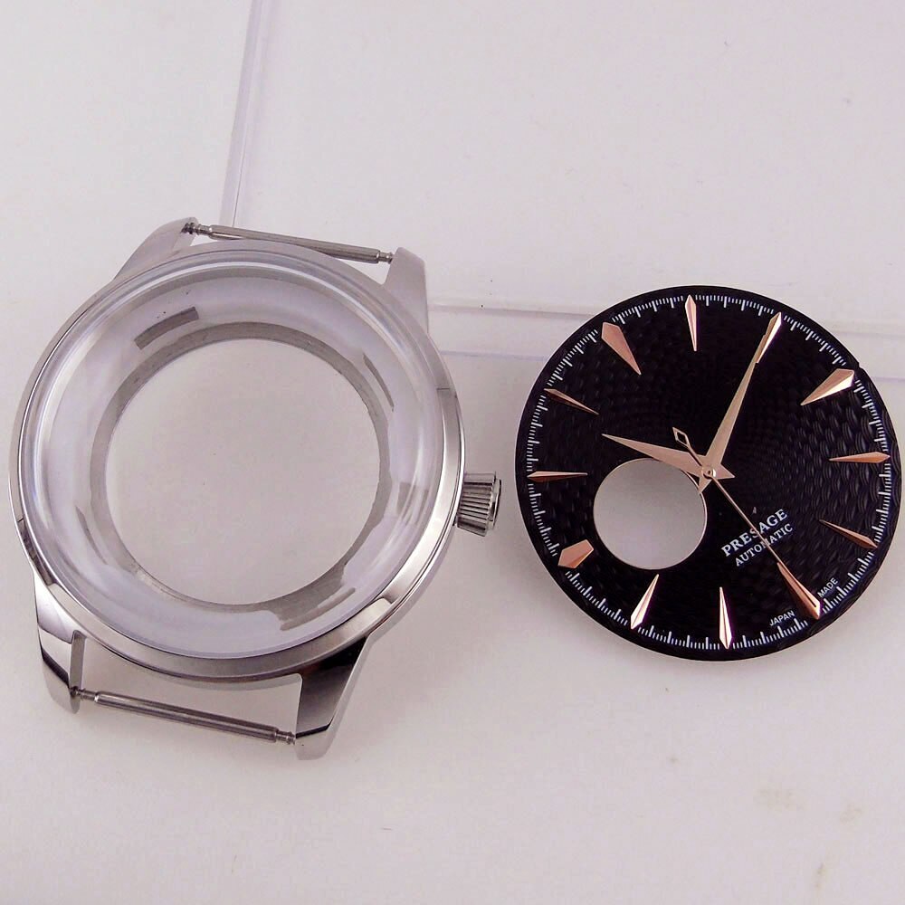 40mm Polish Silver Watch Case Bracelet Fit NH35 NH36 NH38 Black White 35mm Dial