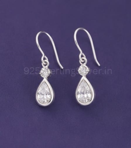 925 Sterling Silver Teardrop Dangle Earrings with CZ | Minimalist Gift for Her