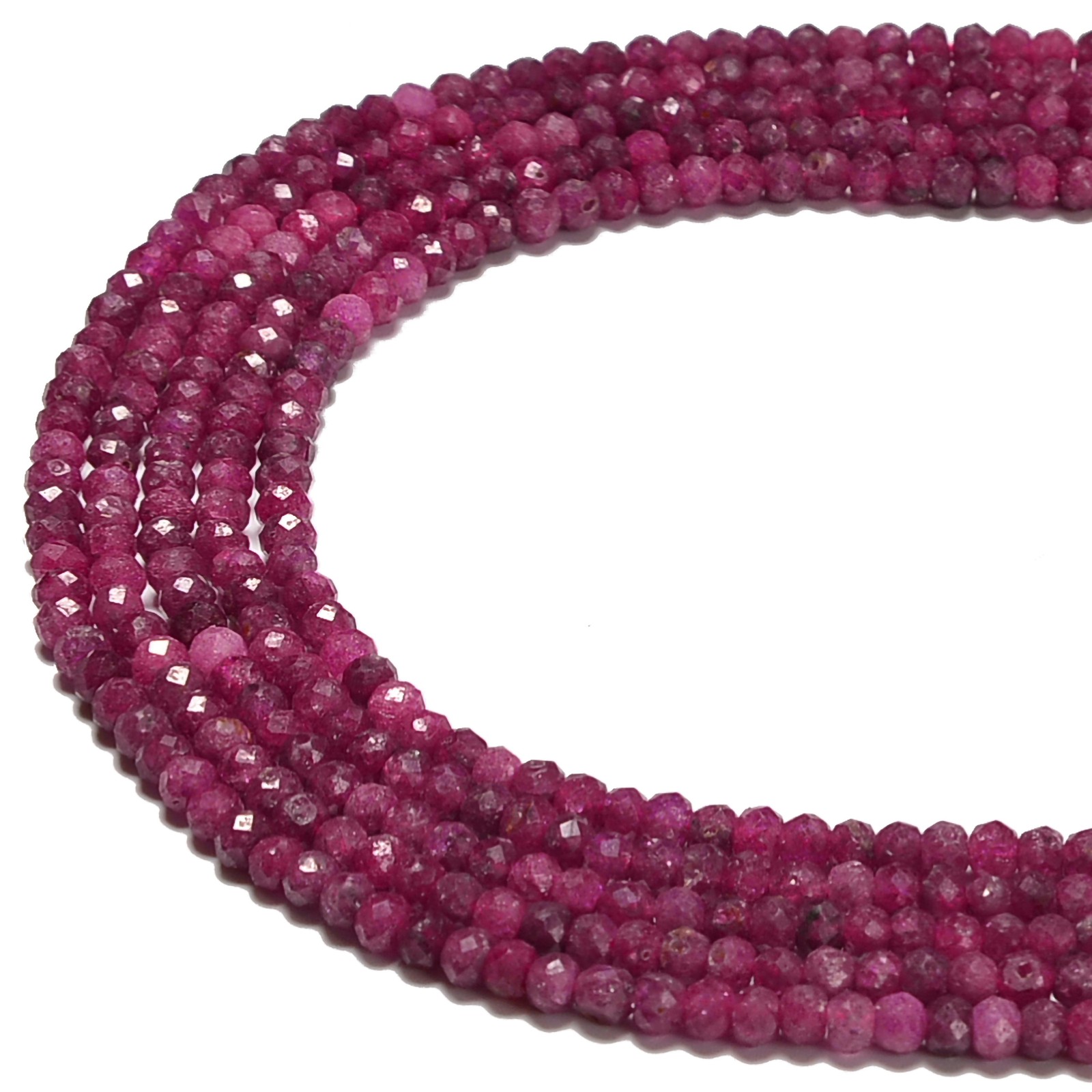 Natural Ruby Faceted Rondelle Beads Size 2x3mm 15.5″ Strand