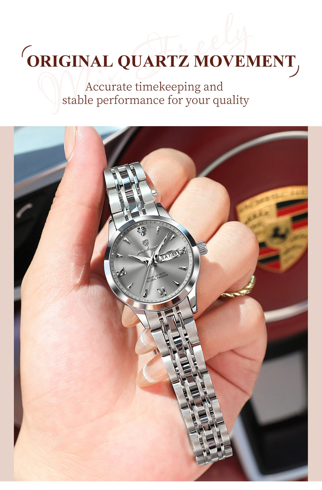 Watch For Woman Waterproof Luminous Date Week Ladies Watch