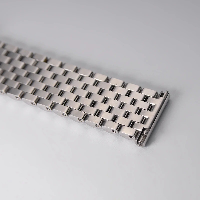 316L Stainless Steel Watch Band Beads of Rice Bracelet 18mm 19mm 20mm Silver