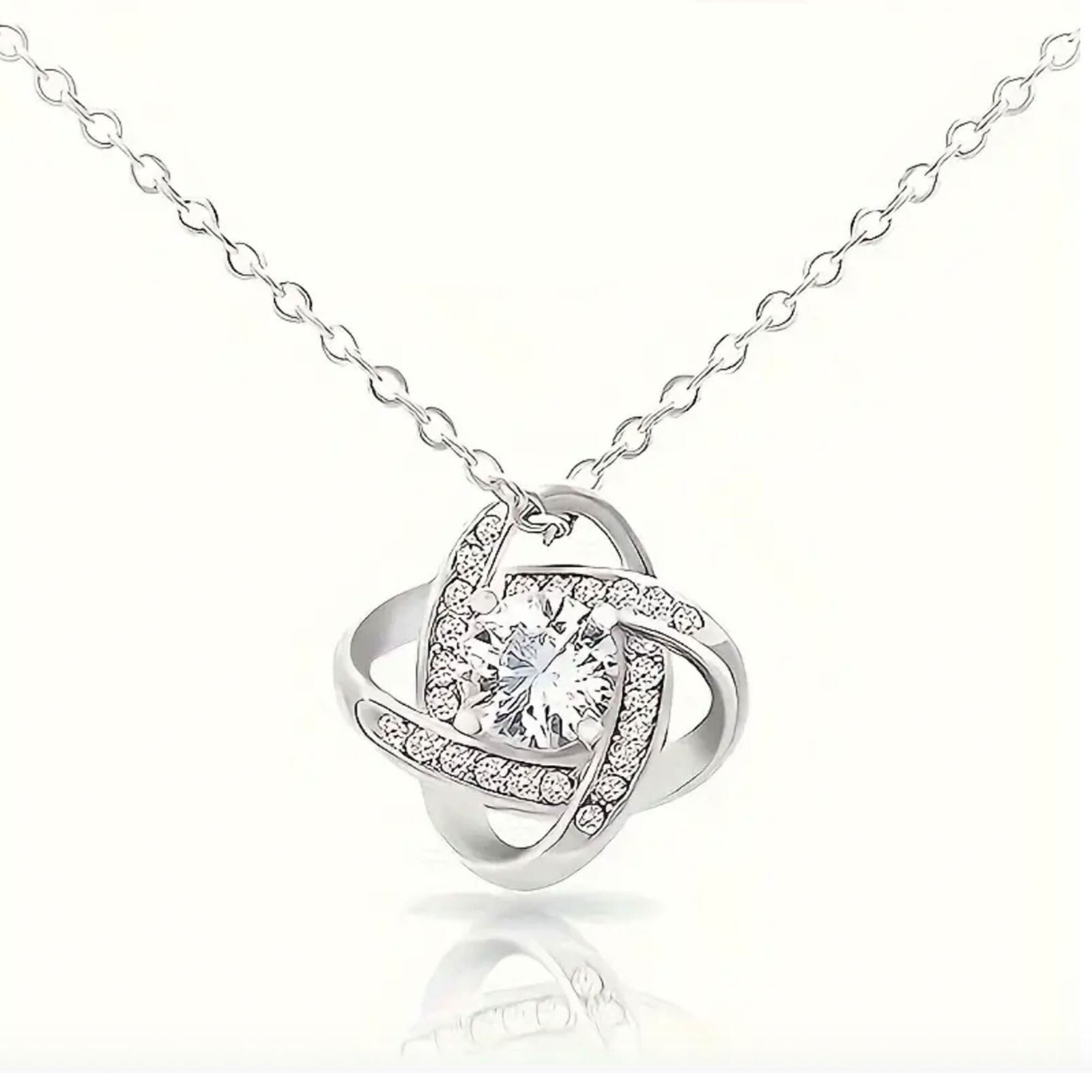 Love Knot Moissanite Elegant Design Fashion Pendant 925 Sterling Silver Necklace
