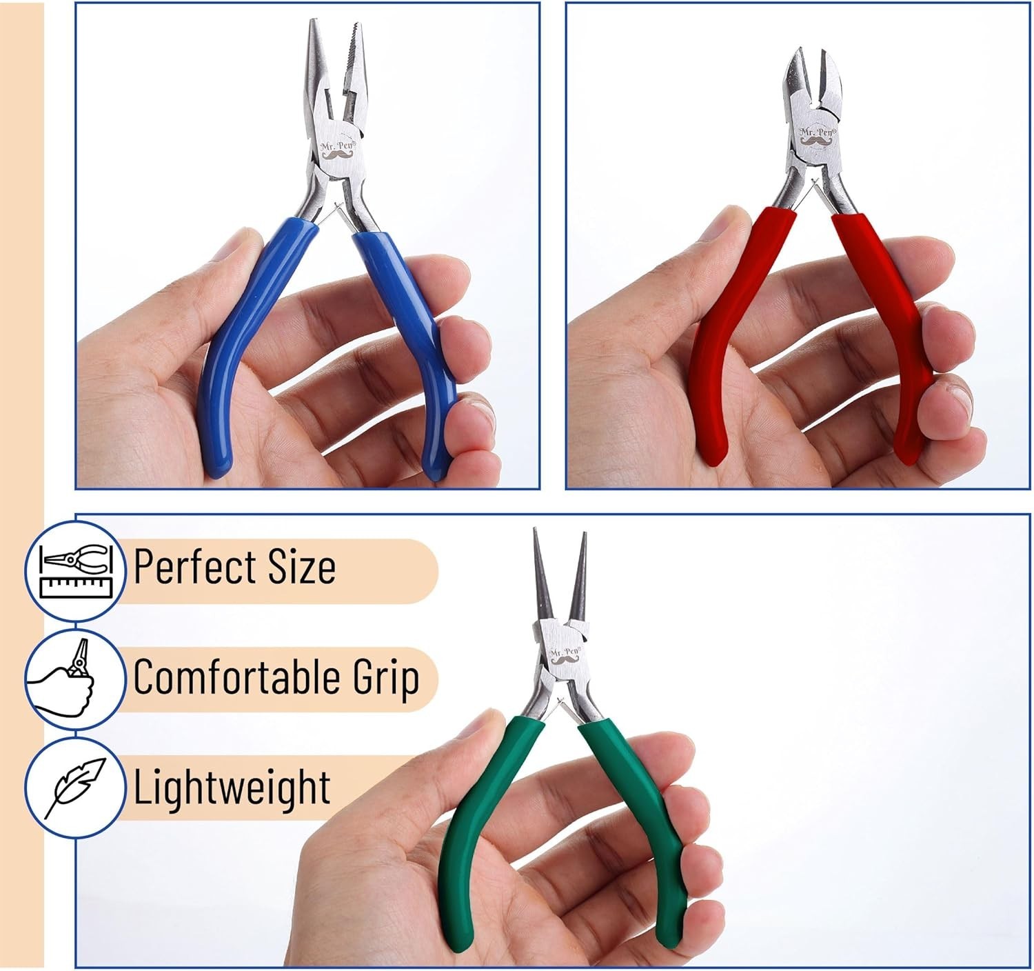 Ergonomic Jewelry Pliers Set – 3 Essential Tools for Crafting & Earring Making