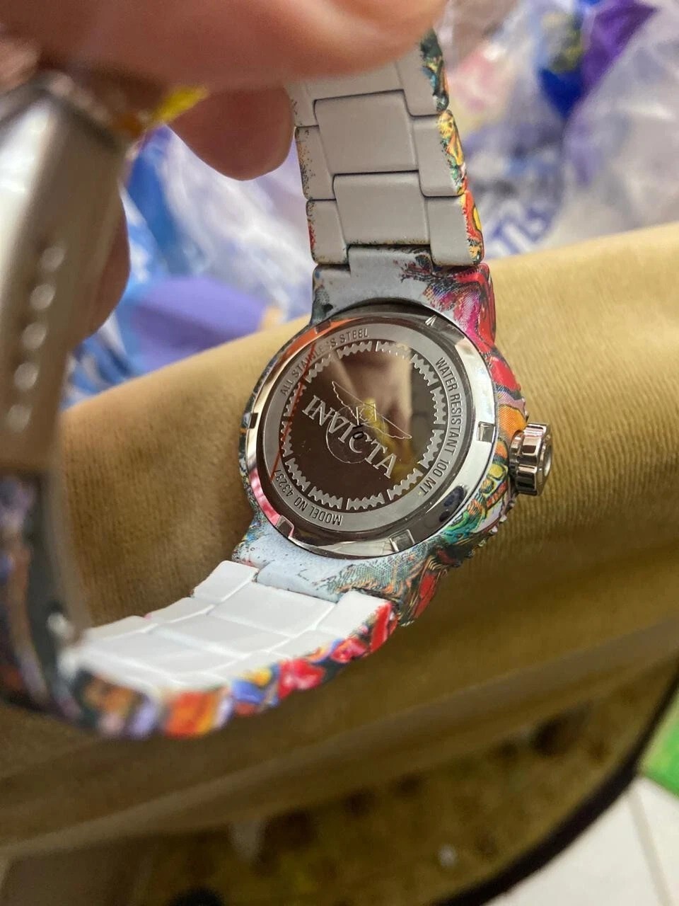 Invicta Women’s 40mm Pro Diver Aqua HydroPlated Graffiti Multicolor Dial Watch