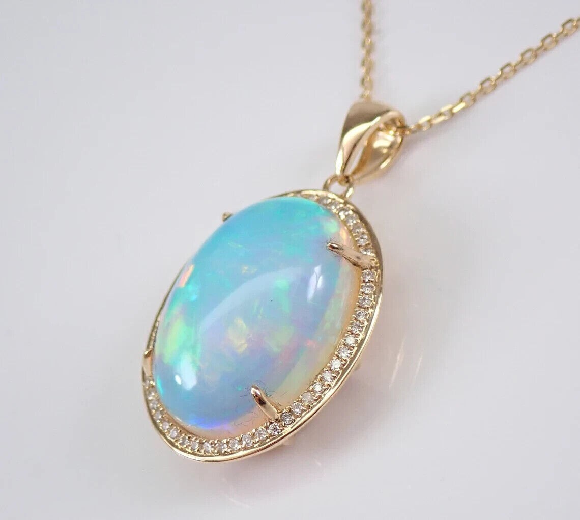5.00Ct Oval Cut Genuine Fire Opal Halo Pendant 14K Yellow Gold Plated Free Chain