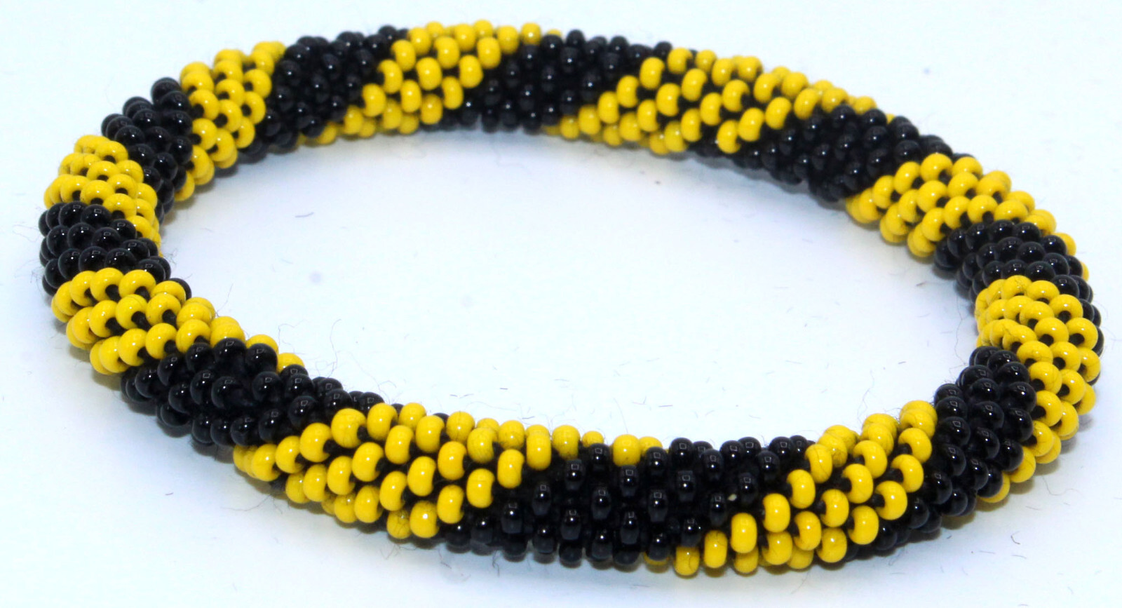 Set of 2 Handmade Beaded Bracelet Nepal Glass Bead Stackable Crochet Bracelets