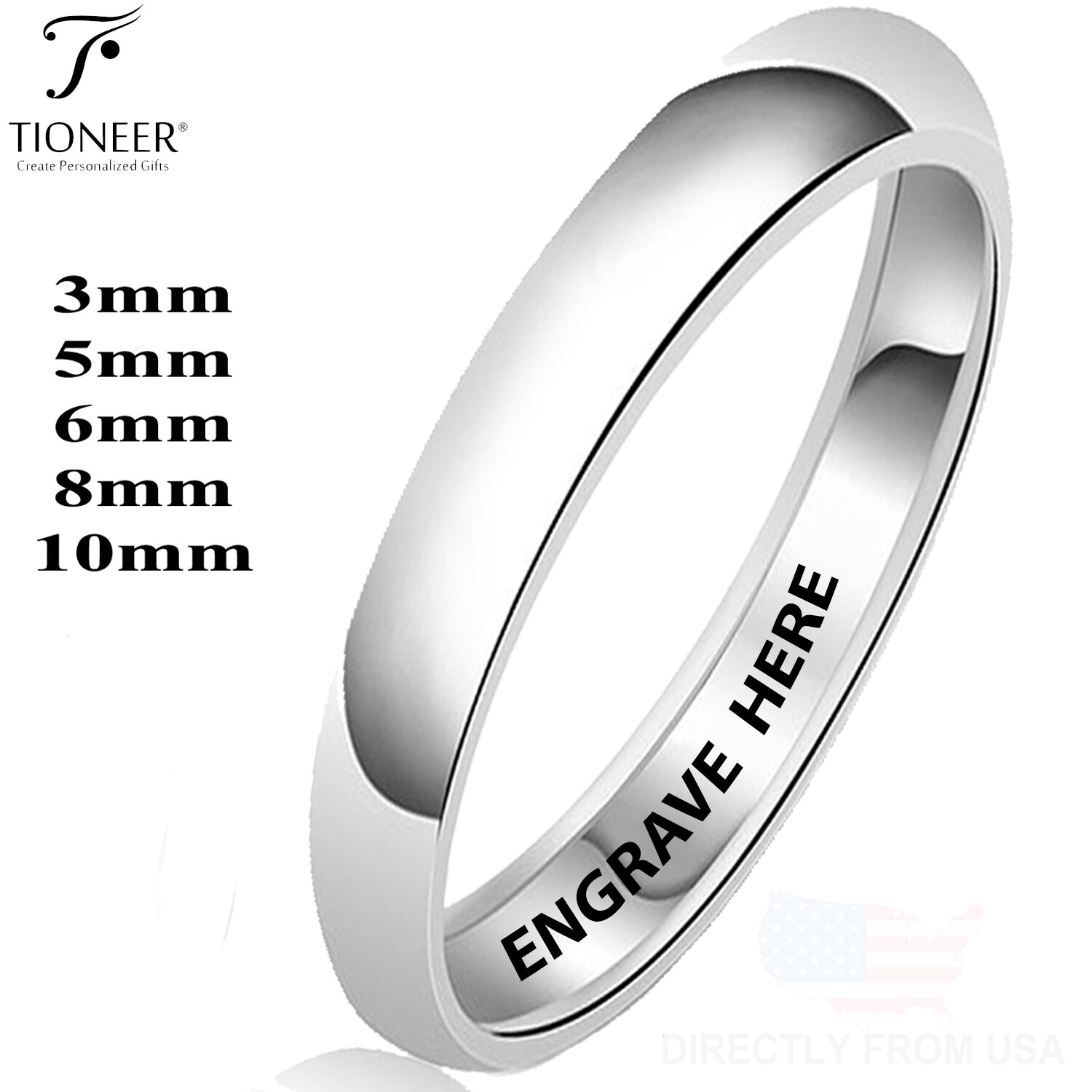 Stainless Steel Wedding Band Promise Ring Plain Comfort FREE ENGRAVE 3mm – 10mm