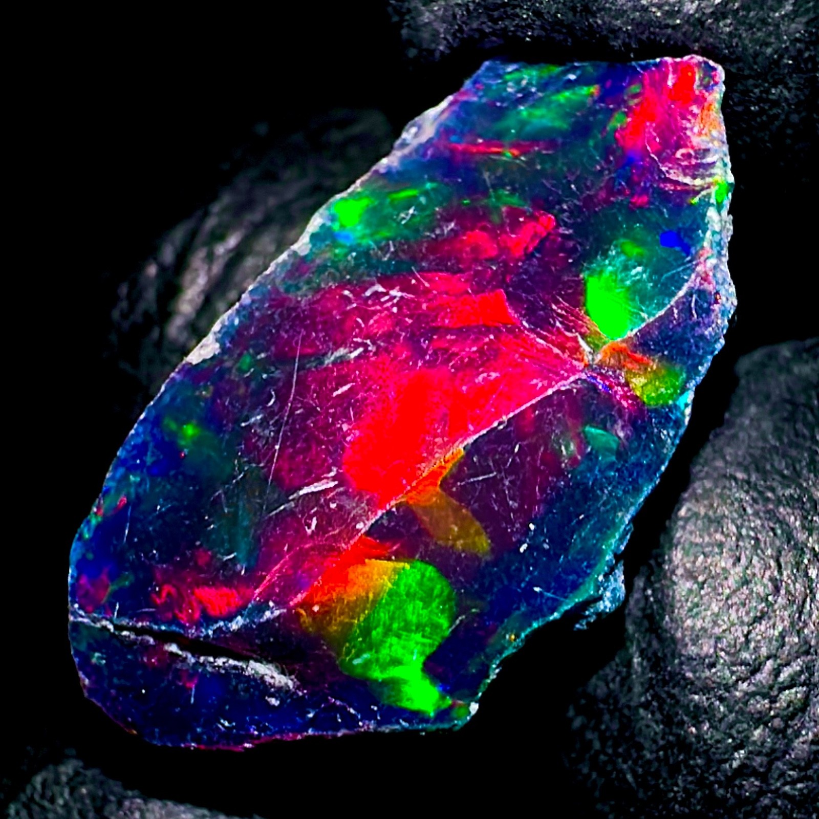 10 Ct Black Ethiopian Opal Rough, Jewelry Grade Welo Opal Rough, Multi Fire Opal