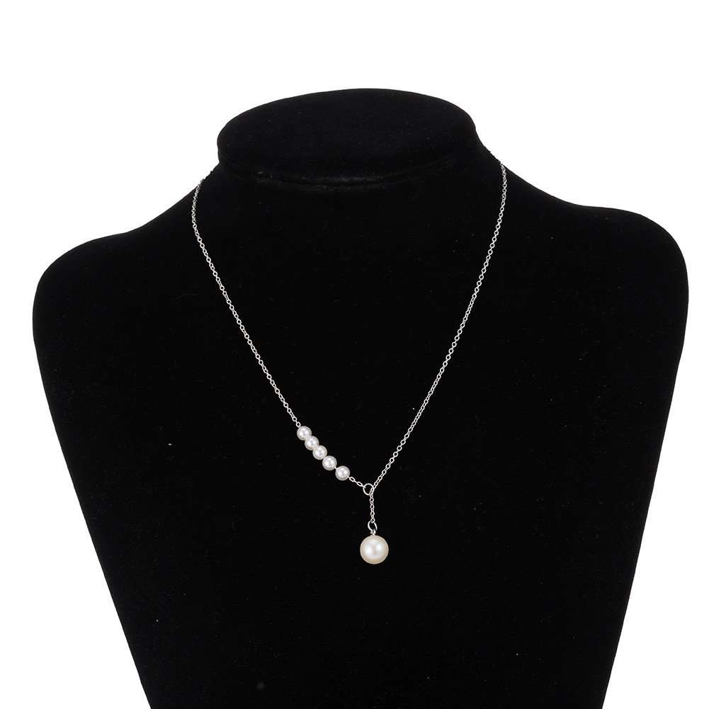 Chic Silver Plated White Pearl Woman Chain Wedding Necklace N-A551 Gift