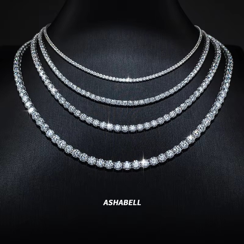 2-5mm VVS MOISSANITE Tennis Chain Necklace – 925 Sterling Silver Birthday Gift