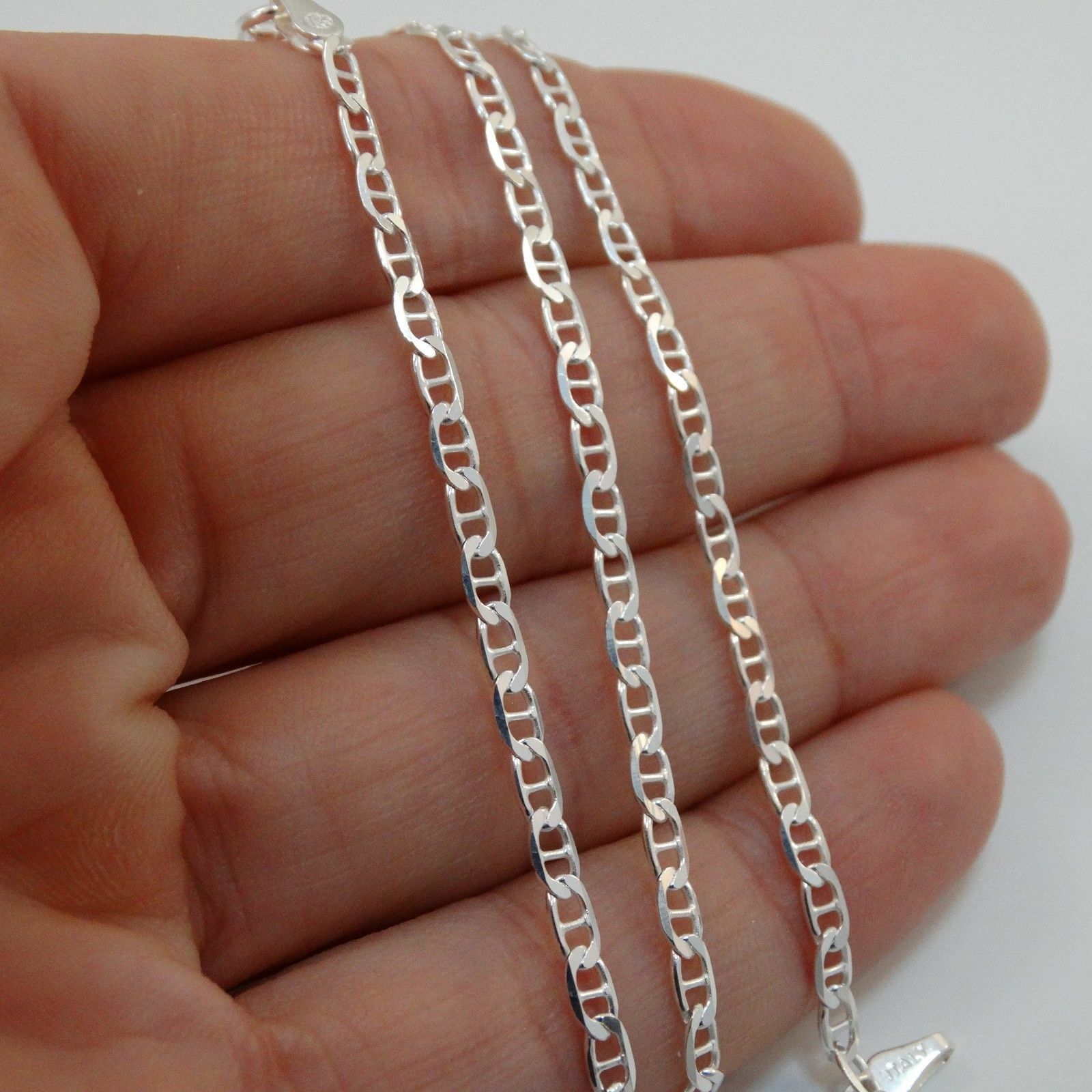 2.7mm Flat Marina Chain Necklace – 925 Sterling Silver – Mariner 16″ 18″ 24″ 30″