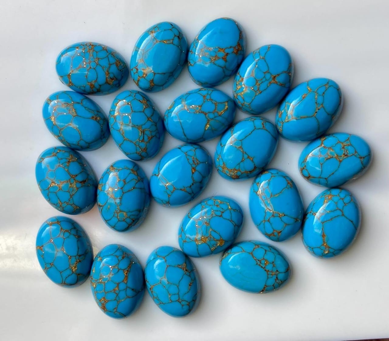 AA++ Blue Copper Turquoise Oval Cabochon Loose Gemstone Wholesale Lot