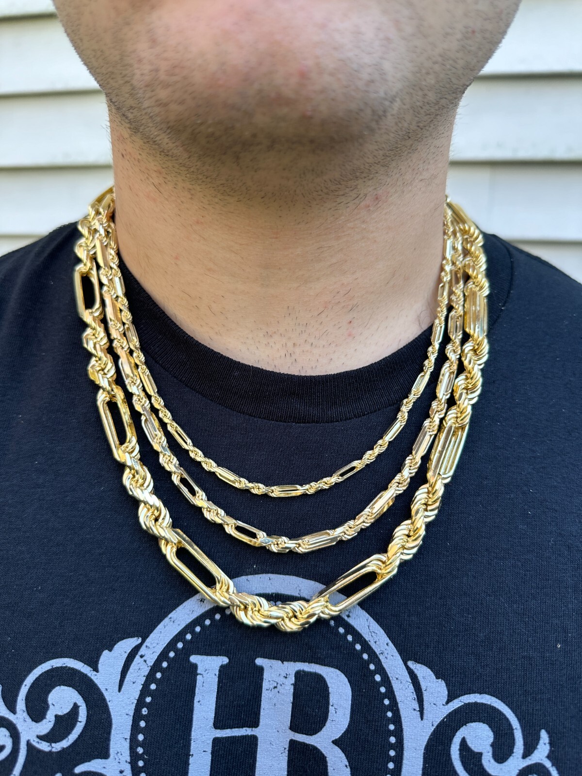 FigaRope Milano Chain Real Solid 14K Gold Plated 925 Silver Necklace Bracelet