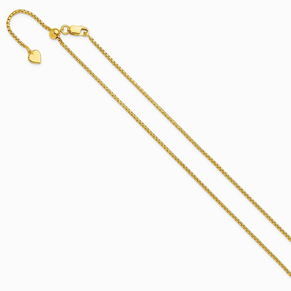 Sterling Silver Gold-Plated Adjustable 1.5mm Round Box Chain Necklace 22″-30″