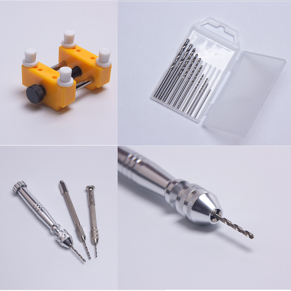 0.5-3mm Mini Steel Hand Twist Alloy Holes Drill Watch Repair Punch Tool Kit Set