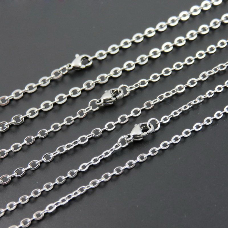 1.5-3.2mm 16″-32″ Wholesale In Bulk Stainless Steel Silver Oval Chain Necklace