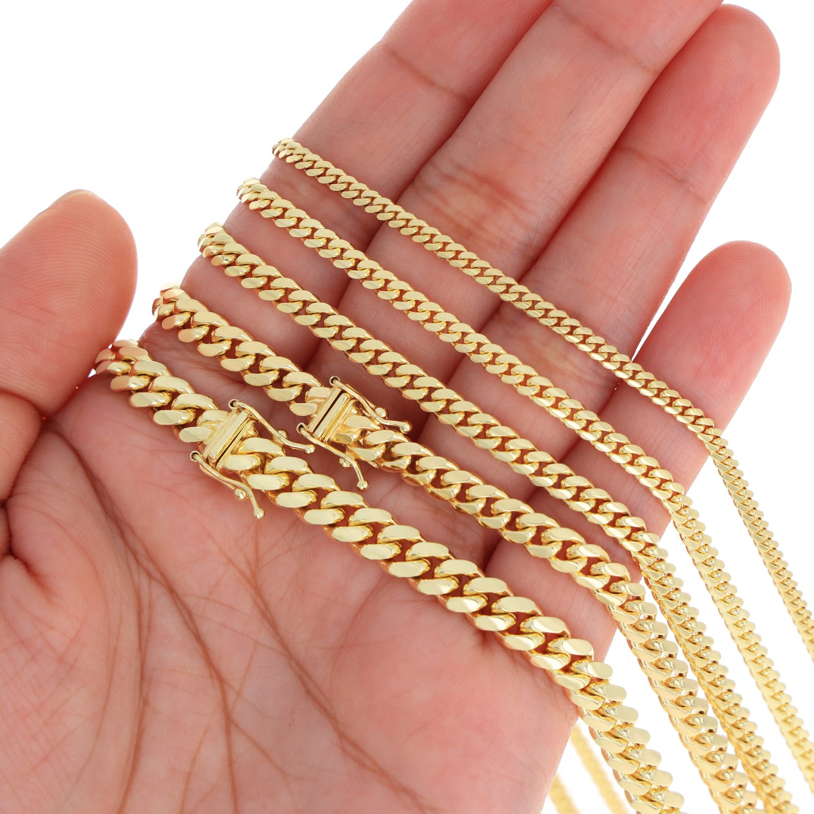 10K Yellow Gold Solid 2.7mm-10mm Miami Cuban Link Chain Bracelet Men Women 7″-9″