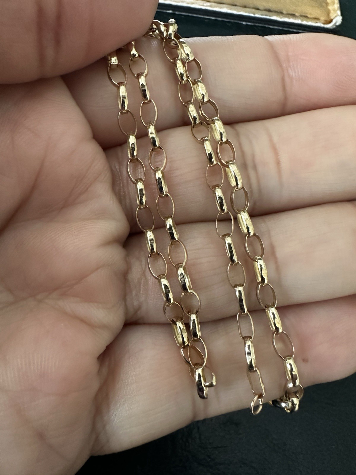 Vintage 9K Gold Belcher Choker Chain Necklace 3.65g B’ham Hallmark Unisex, Boxed
