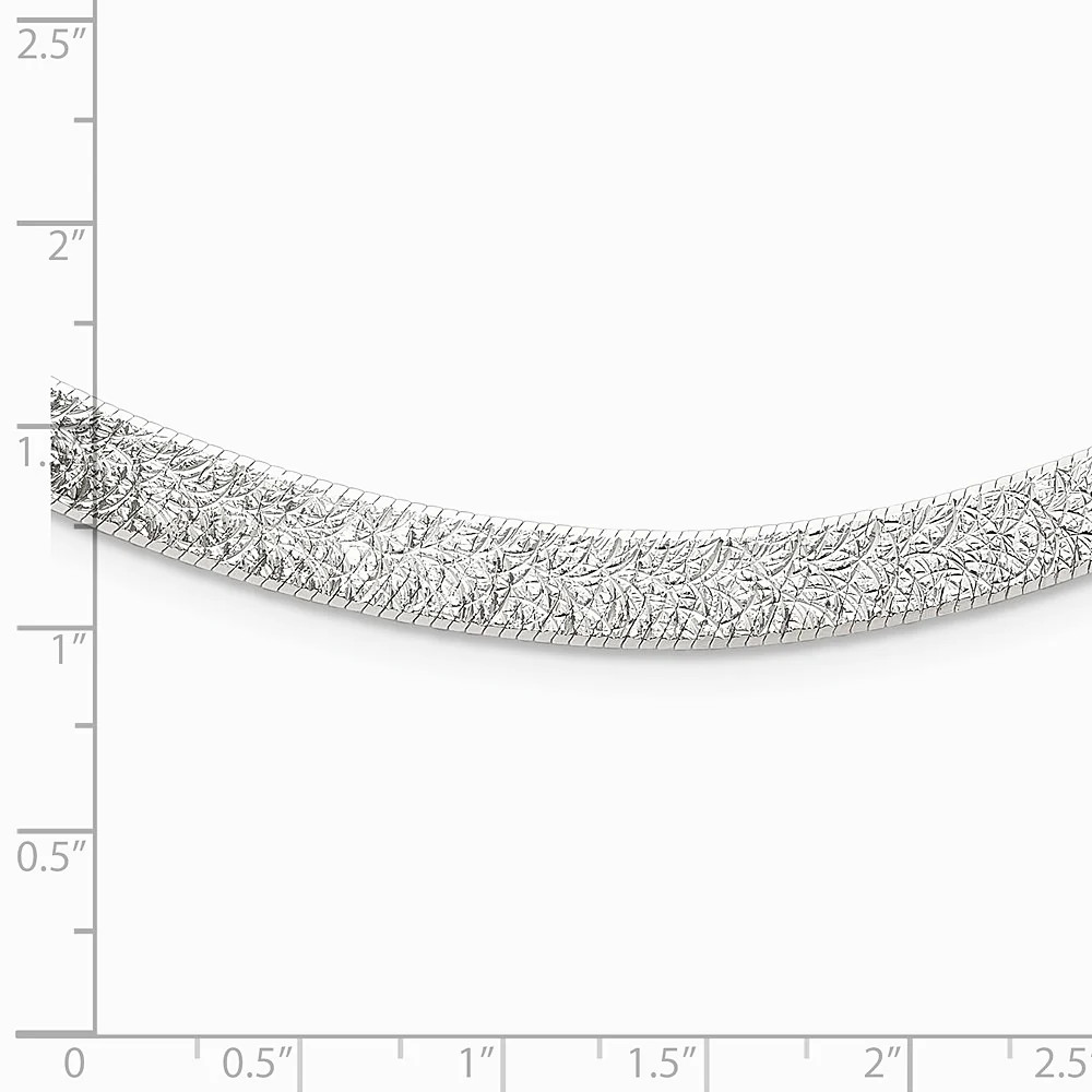 Sterling Silver Polished And Textured 8mm Flat Herringbone 18in Necklace