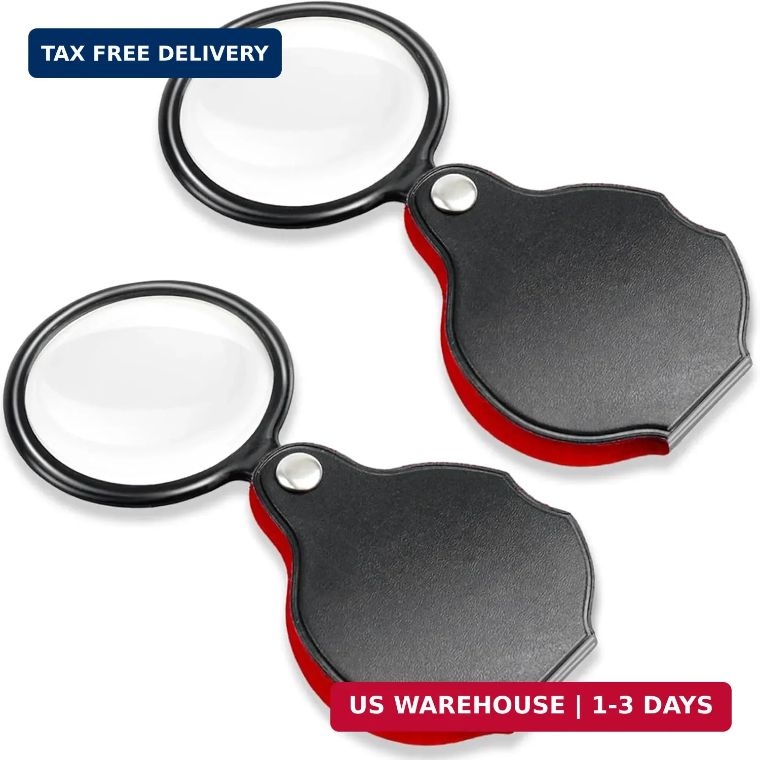 10X Small Magnifying Glass 2 PCS Mini Pocket Magnifier Folding Magnify Glass